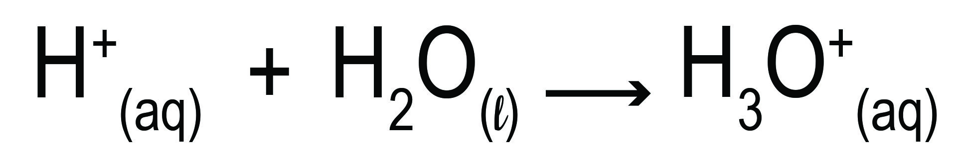 معادله دوم هایدروکلوریک اسید در محلول آبی آن، که در آن عنصر هایدروجن همراه با آب تعامل نموده و هایدرونیوم آیون